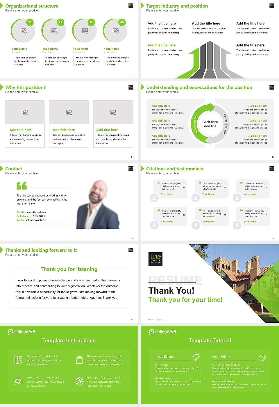 University of New England Resume PPT Template16:9 ratio PPT effect preview image4