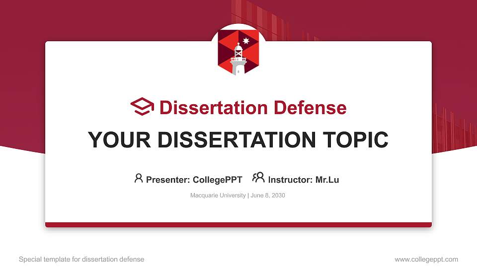 Macquarie University Graduation Thesis Defense PPT Template16:9 ratio PPT effect preview image1