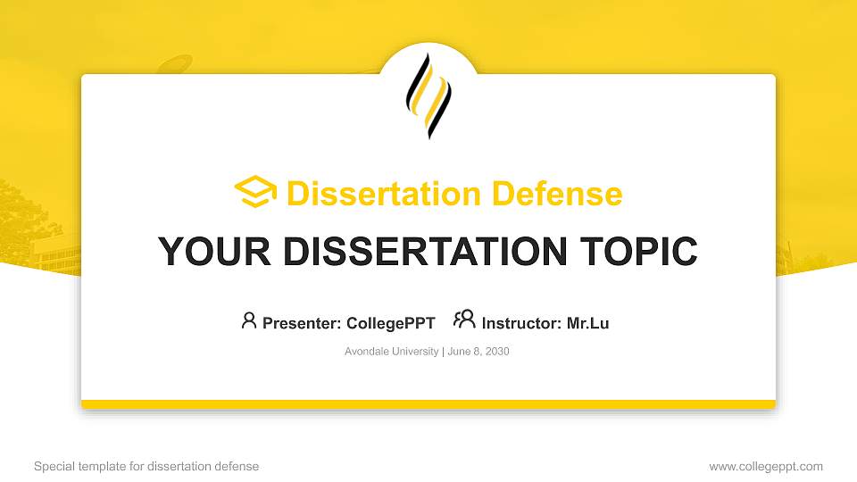 Avondale University Graduation Thesis Defense PPT Template16:9 ratio PPT effect preview image