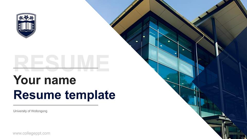 University of Wollongong Resume PPT Template16:9 ratio PPT effect preview image