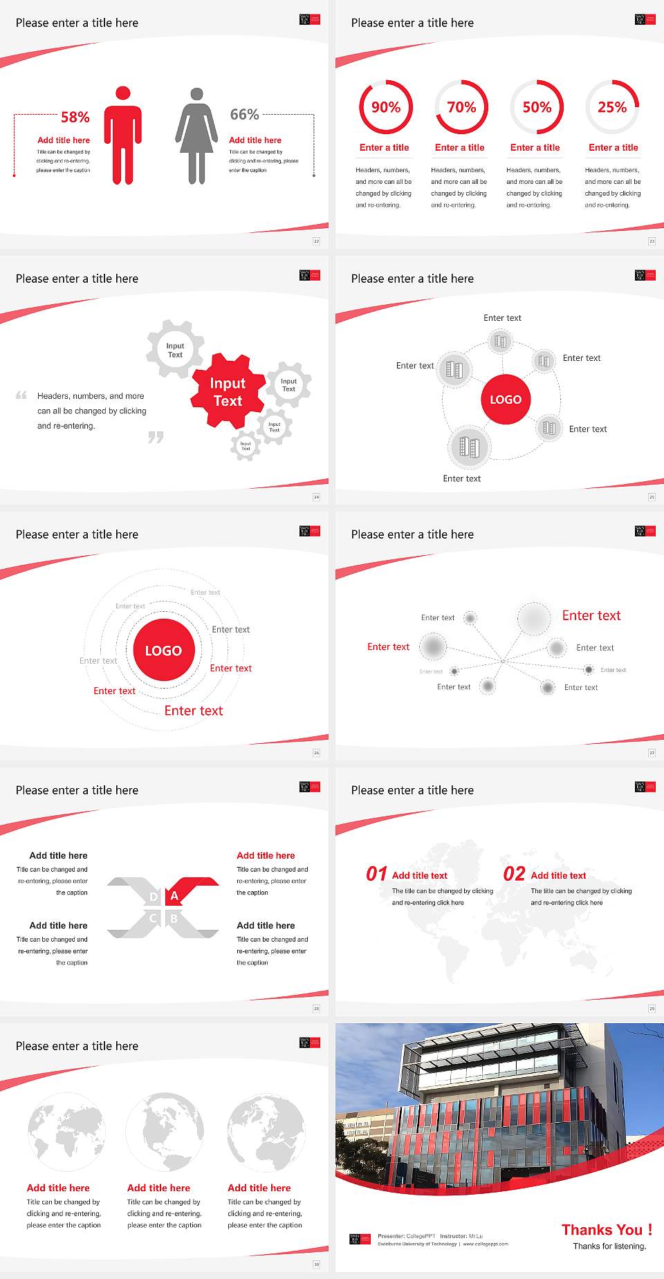 Swinburne University of Technology Course/Courseware Creation PPT Template4:3 ratio PPT effect preview image4