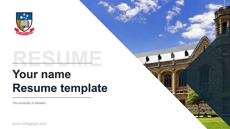 The University of Adelaide Resume PPT Template16:9 ratio PPT effect preview image
