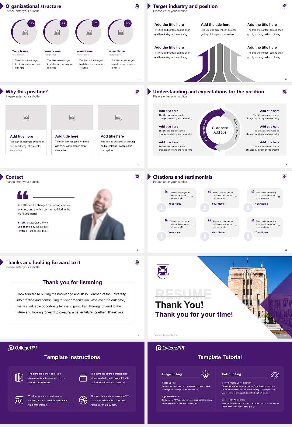The University of Queensland Resume PPT Template16:9 ratio PPT effect preview image4