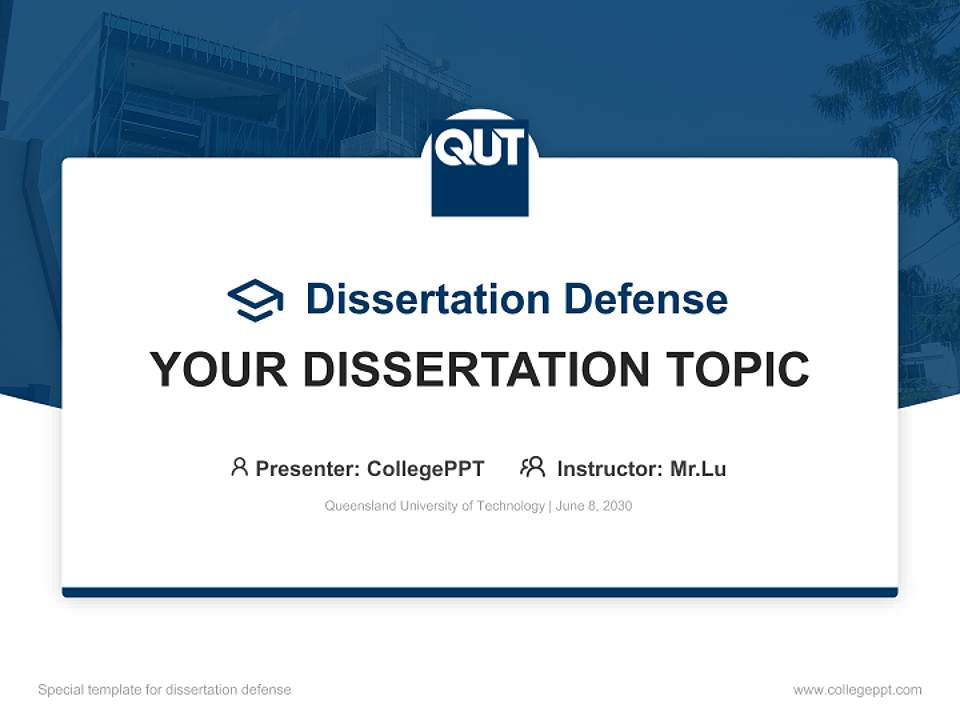 Queensland University of Technology Graduation Thesis Defense PPT Template4:3 ratio PPT effect preview image7