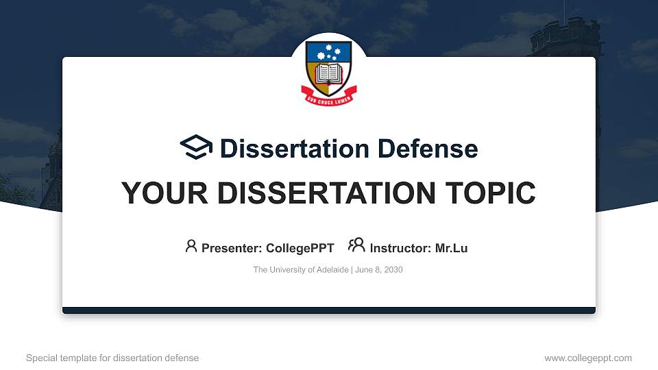 The University of Adelaide Graduation Thesis Defense PPT Template16:9 ratio PPT effect preview image