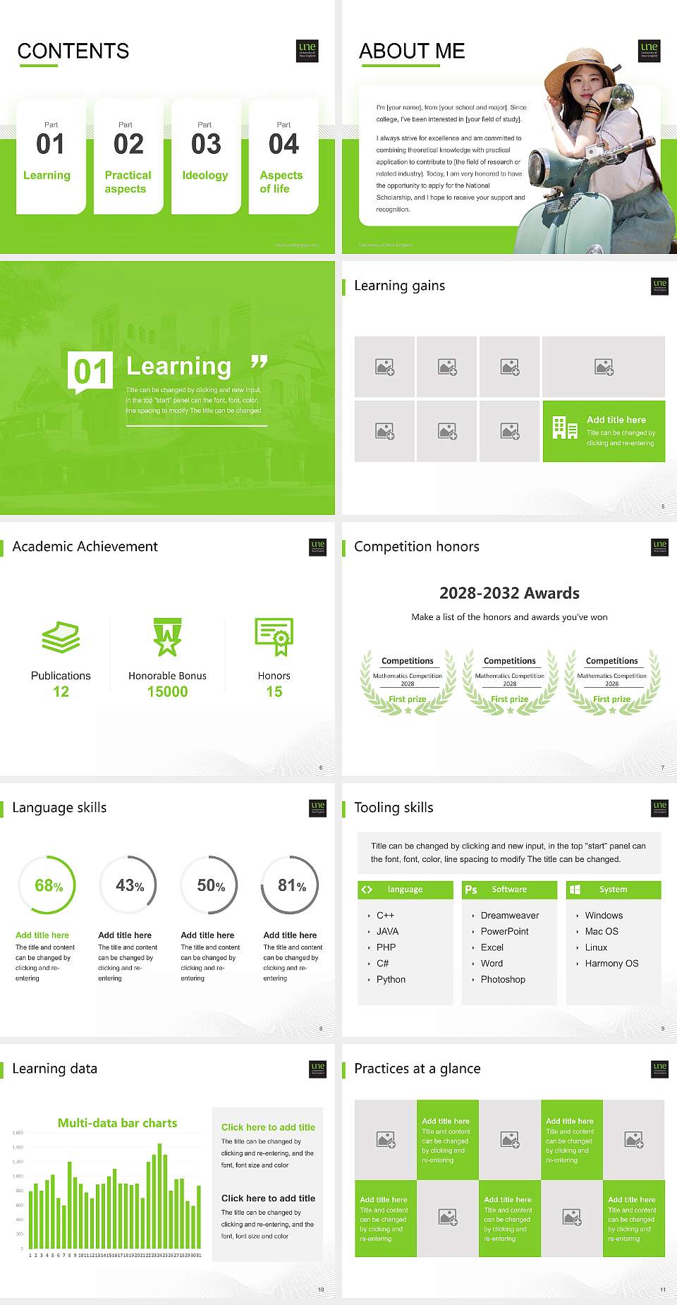 University of New England National Scholarship Defense PPT Template4:3 ratio PPT effect preview image2