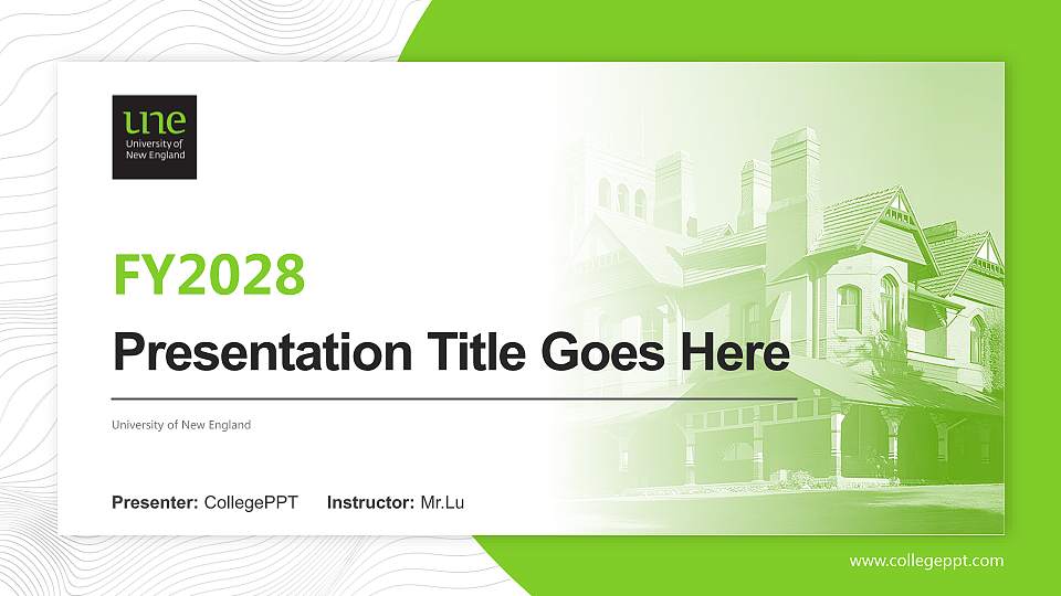 University of New England Academic Presentation/Research Findings Report PPT Template16:9 ratio PPT effect preview image