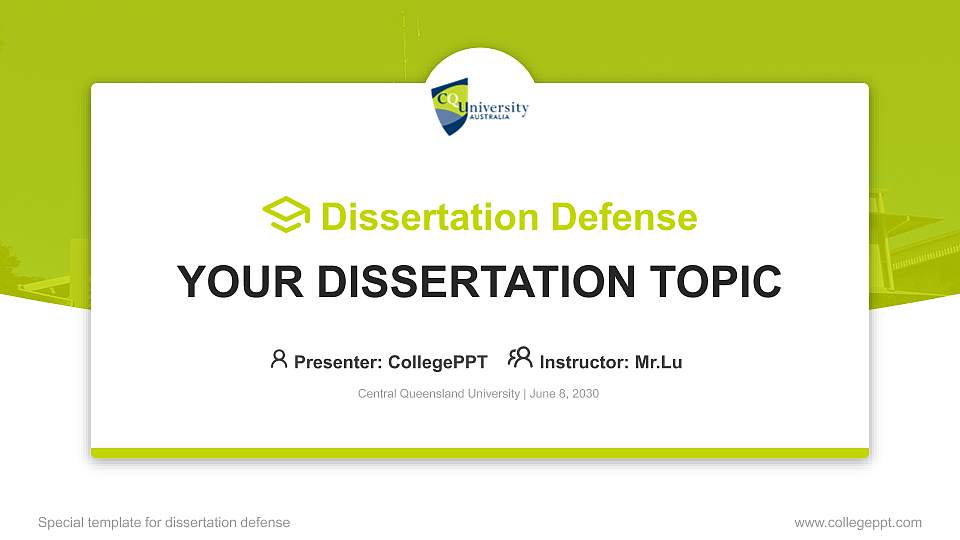 Central Queensland University Graduation Thesis Defense PPT Template16:9 ratio PPT effect preview image