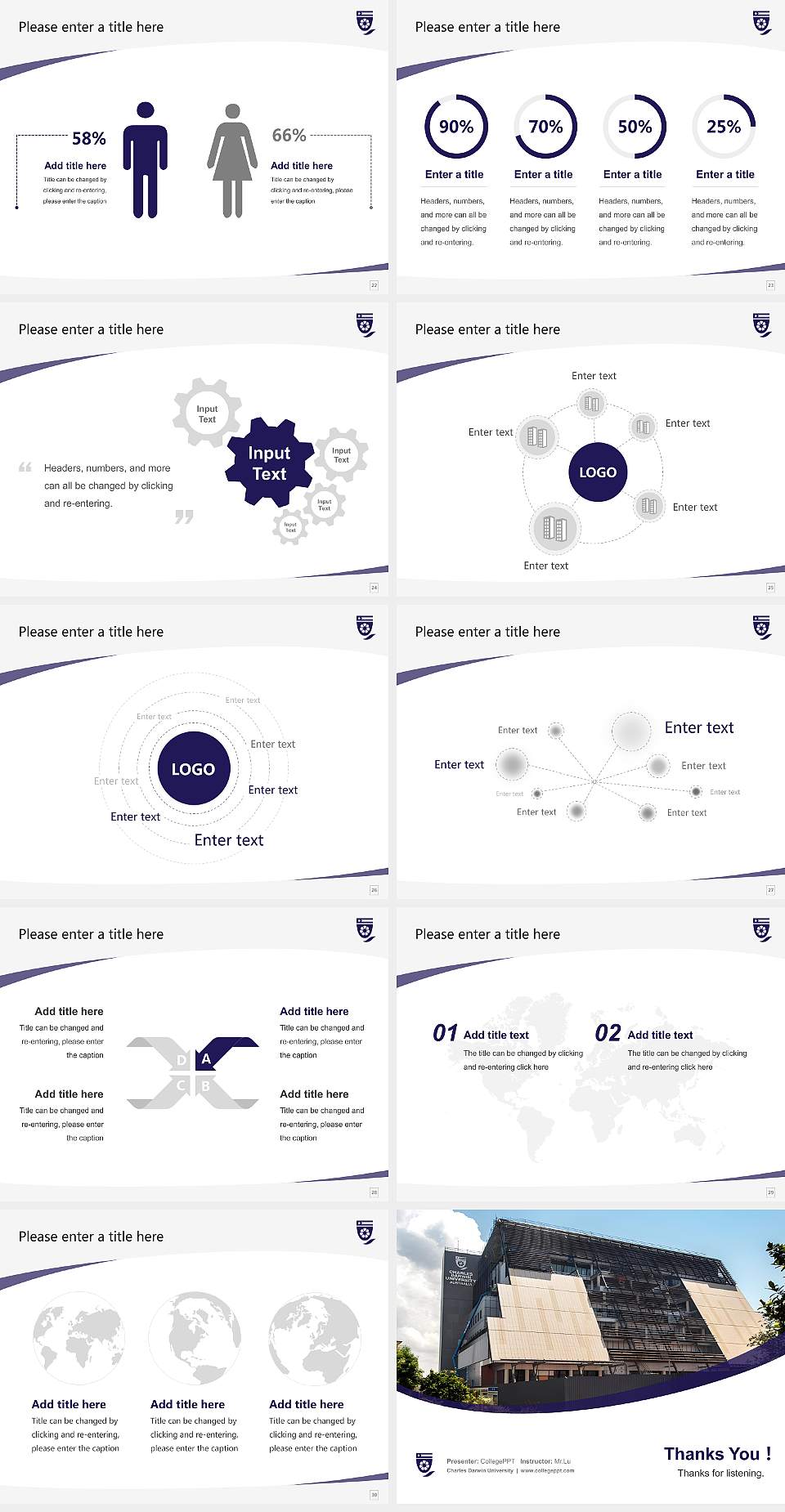Charles Darwin University Course/Courseware Creation PPT Template4:3 ratio PPT effect preview image4