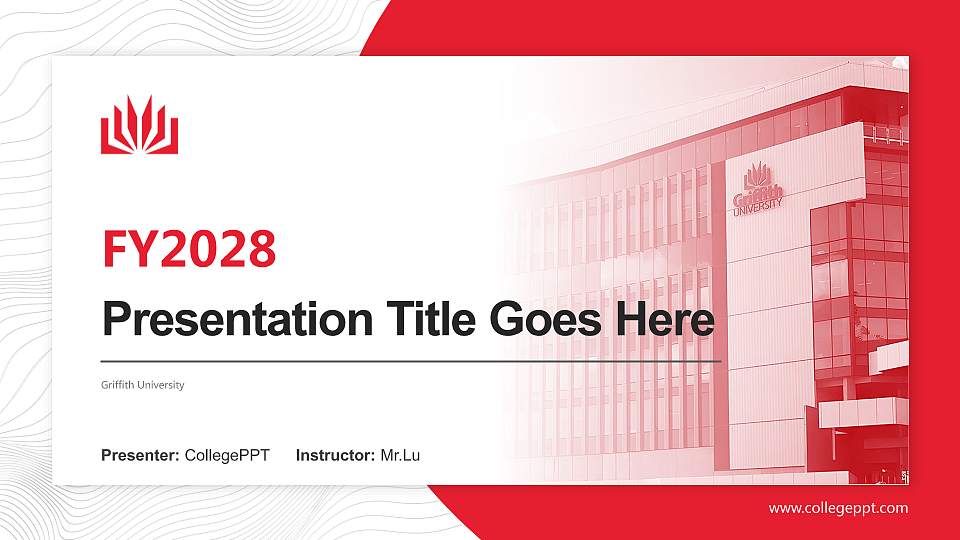 Griffith University Academic Presentation/Research Findings Report PPT Template16:9 ratio PPT effect preview image