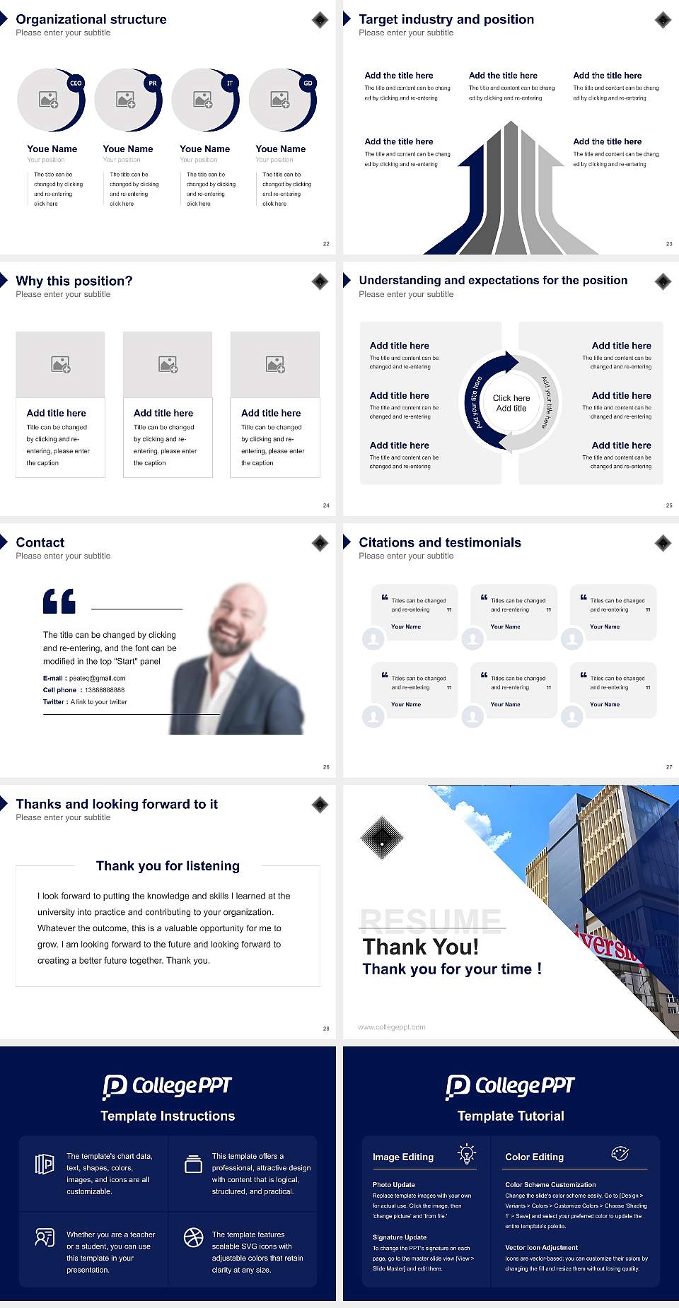 Victoria University Resume PPT Template4:3 ratio PPT effect preview image4