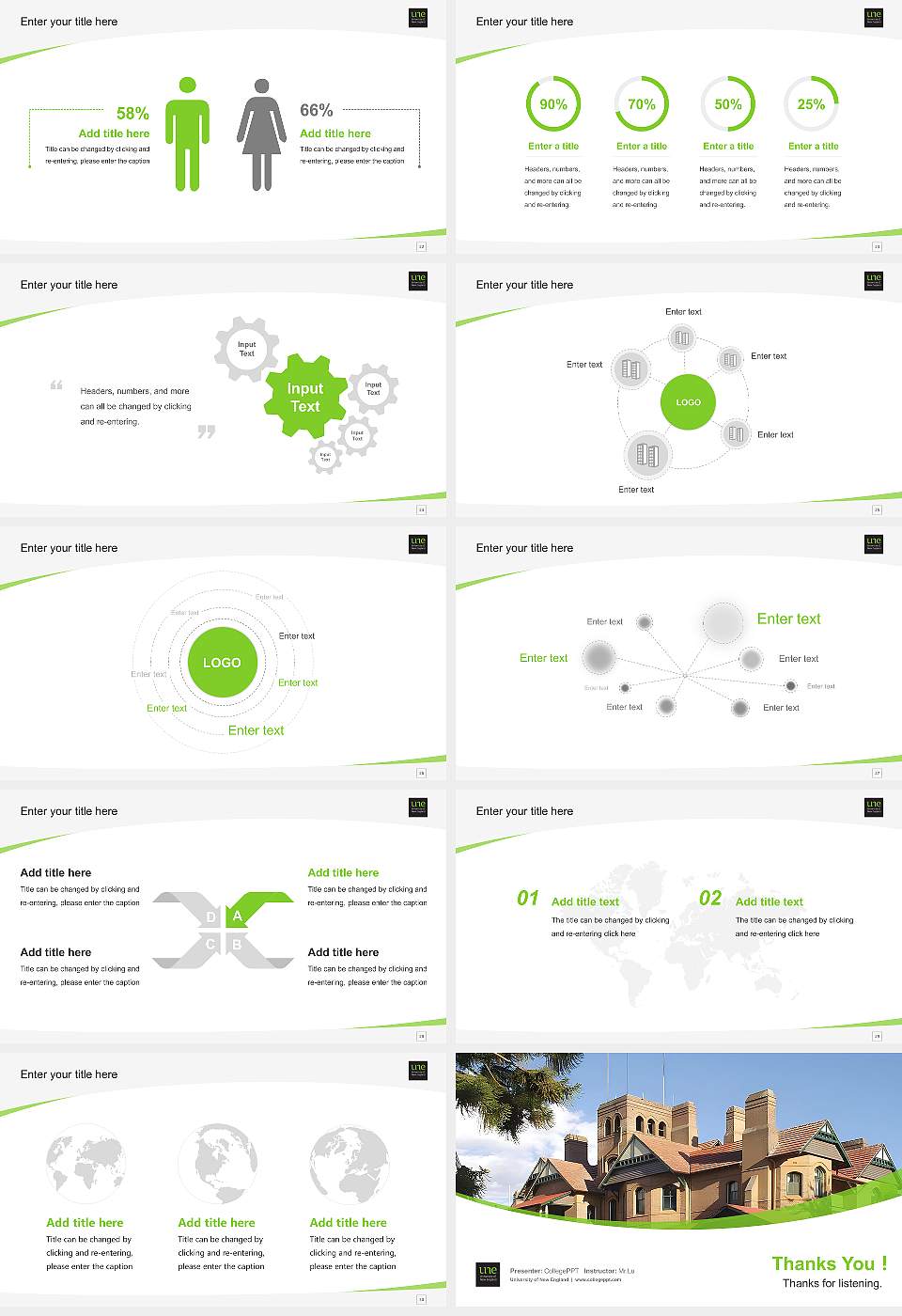 University of New England Course/Courseware Creation PPT Template16:9 ratio PPT effect preview image4