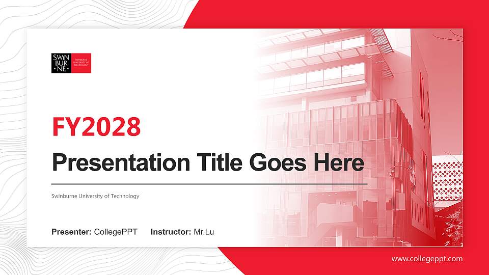 Swinburne University of Technology Academic Presentation/Research Findings Report PPT Template16:9 ratio PPT effect preview image