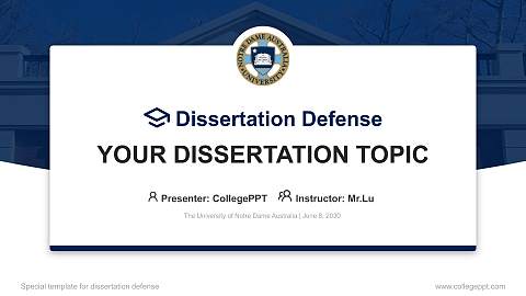 The University of Notre Dame Australia Graduation Thesis Defense PPT Template