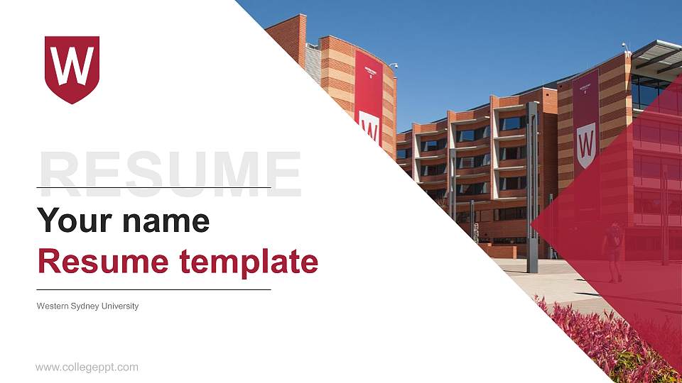Western Sydney University Resume PPT Template16:9 ratio PPT effect preview image
