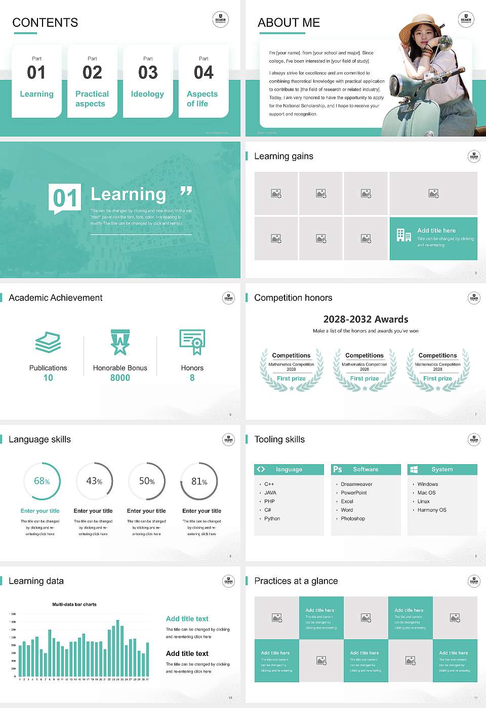 Deakin University National Scholarship Defense PPT Template16:9 ratio PPT effect preview image2