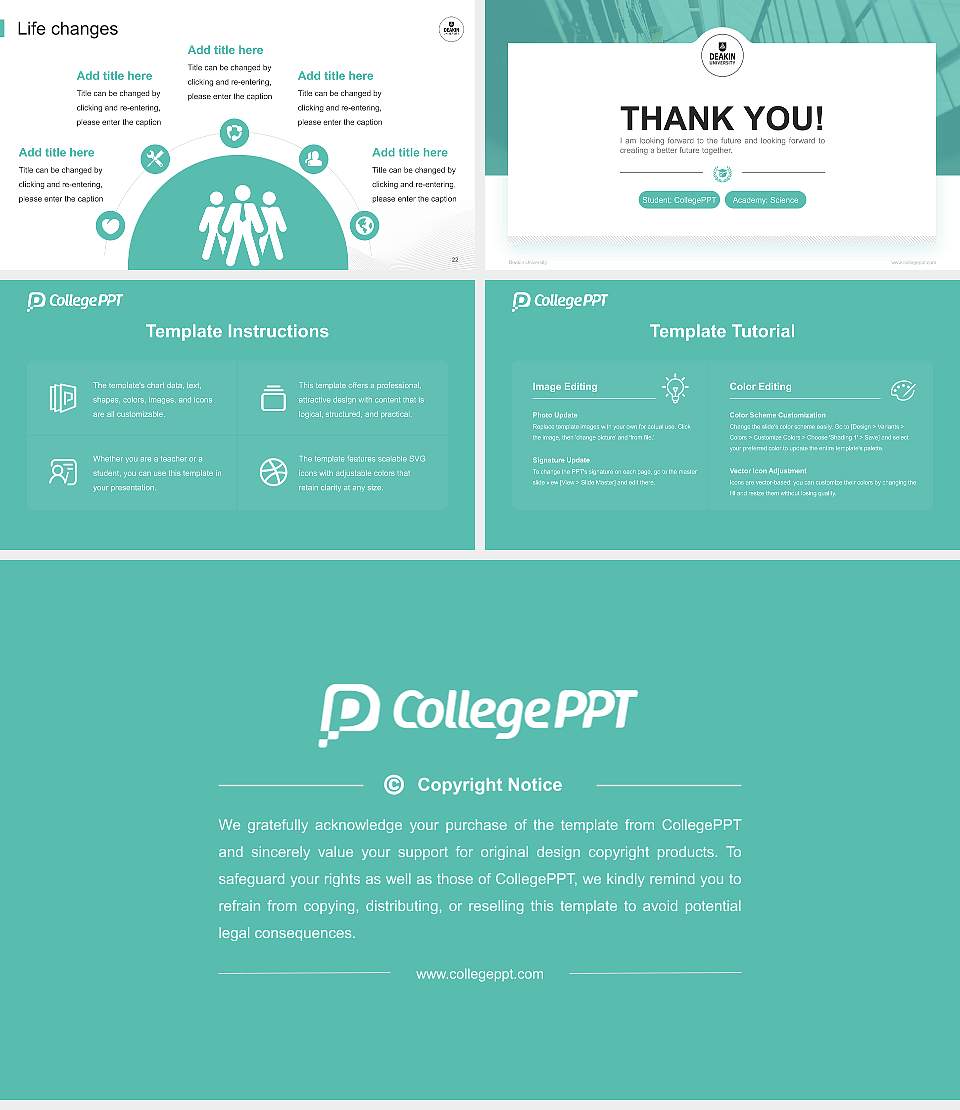 Deakin University National Scholarship Defense PPT Template16:9 ratio PPT effect preview image4