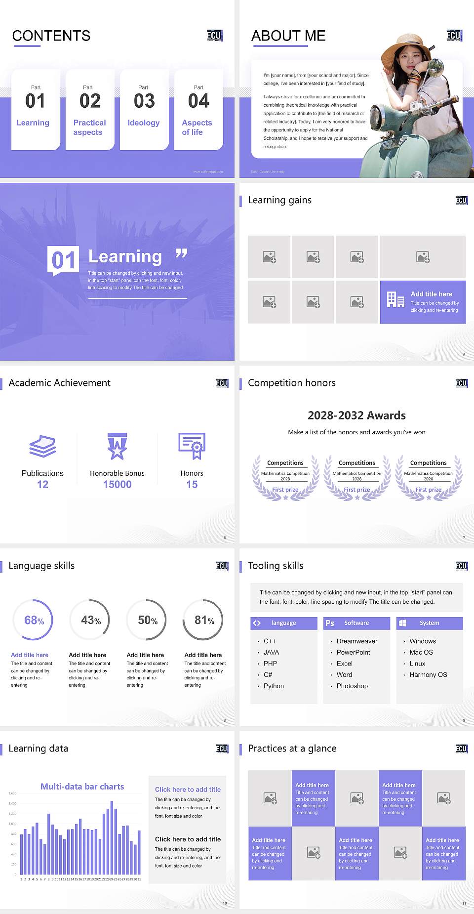 Edith Cowan University National Scholarship Defense PPT Template4:3 ratio PPT effect preview image2