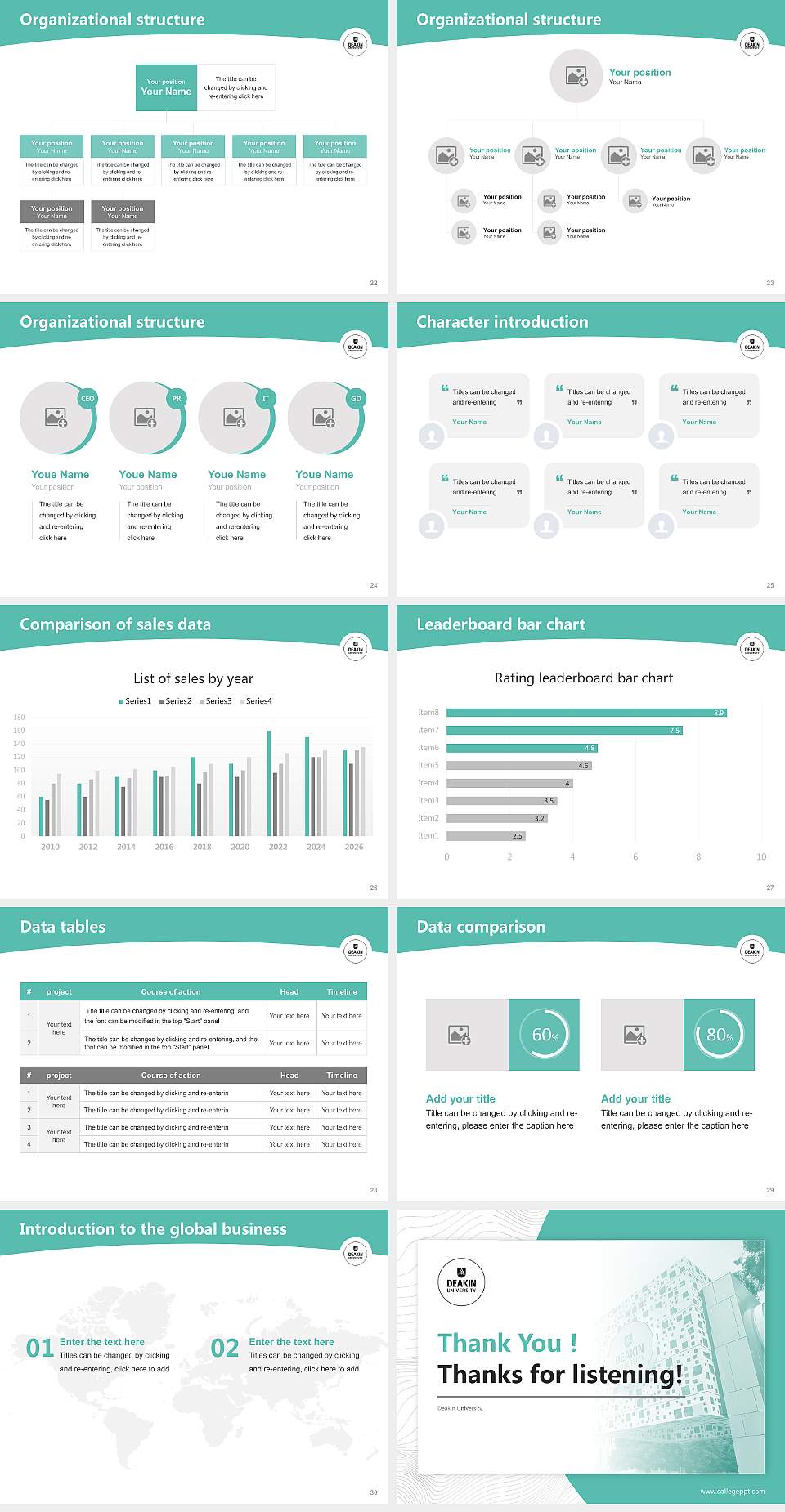 Deakin University Academic Presentation/Research Findings Report PPT Template4:3 ratio PPT effect preview image4