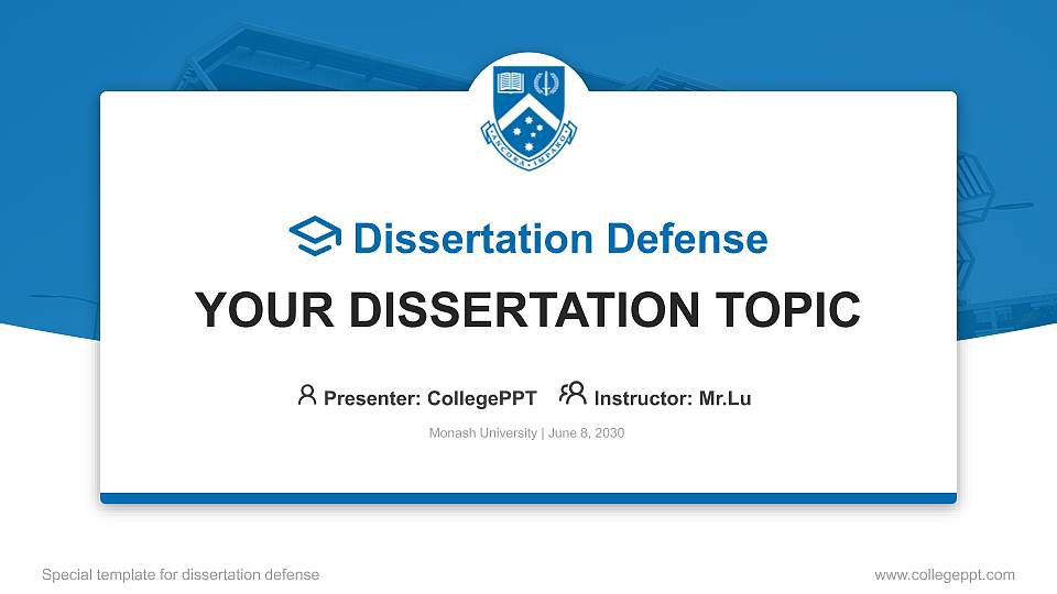 Monash University Graduation Thesis Defense PPT Template16:9 ratio PPT effect preview image