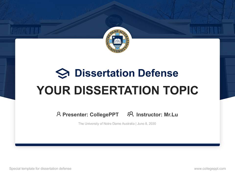 The University of Notre Dame Australia Graduation Thesis Defense PPT Template4:3 ratio PPT effect preview image7