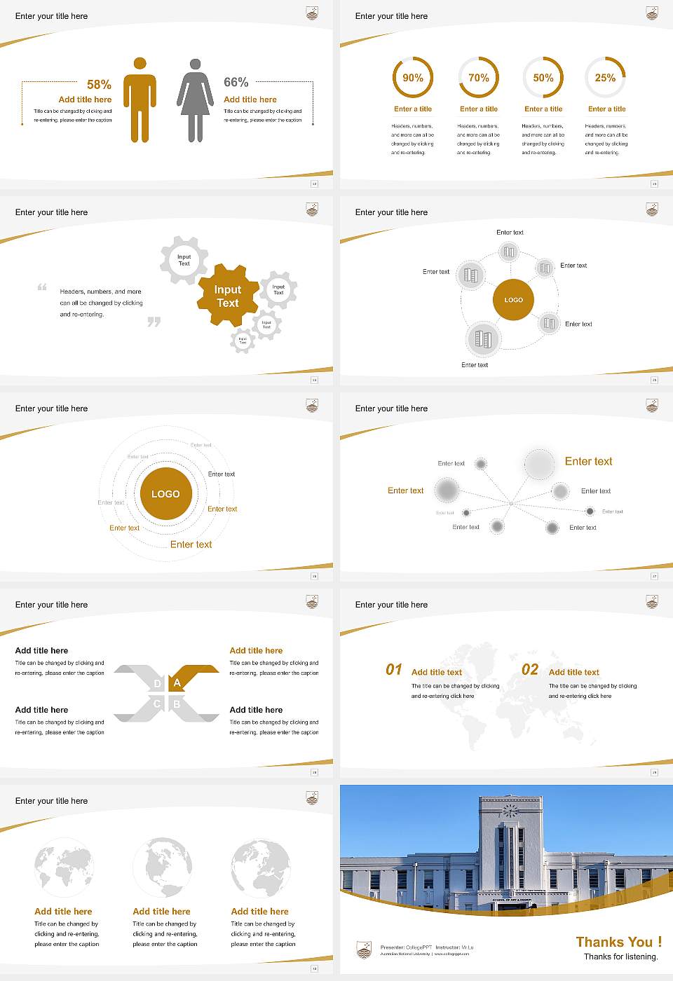Australian National University Course/Courseware Creation PPT Template16:9 ratio PPT effect preview image4
