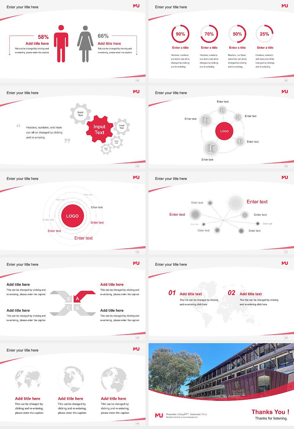 Murdoch University Course/Courseware Creation PPT Template16:9 ratio PPT effect preview image4