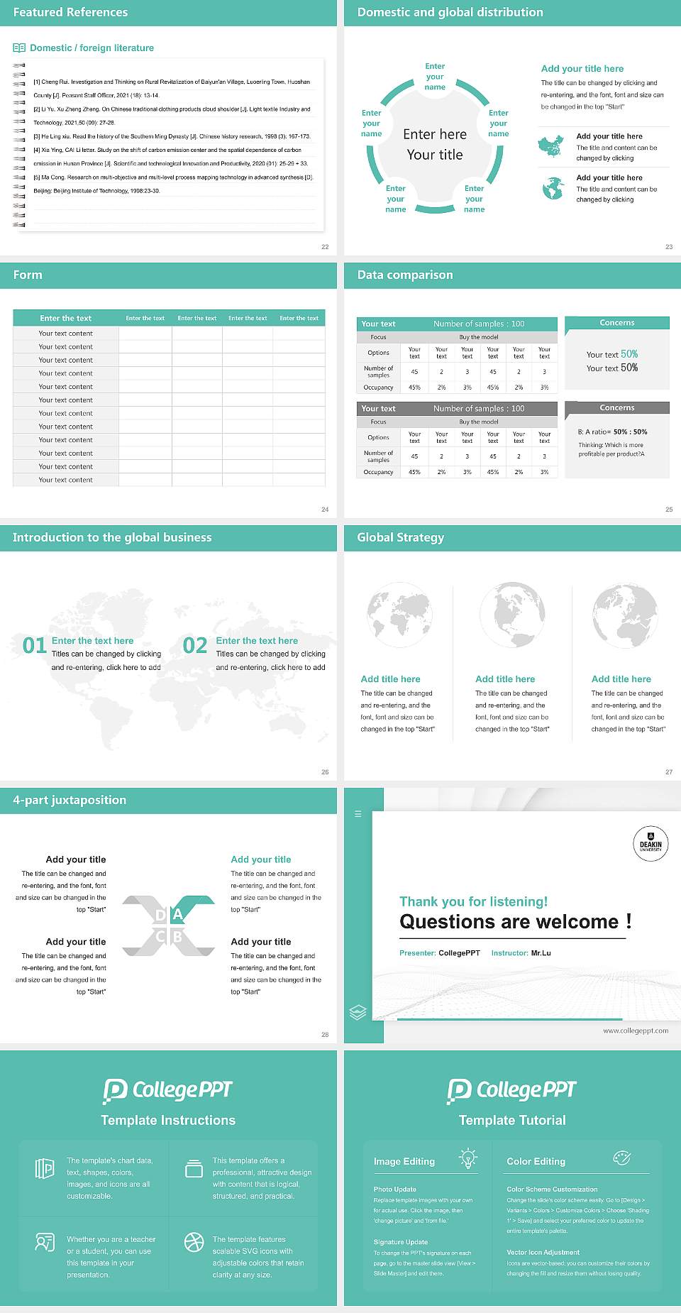 Deakin University Thesis Proposal/Graduation Defense PPT Template4:3 ratio PPT effect preview image4