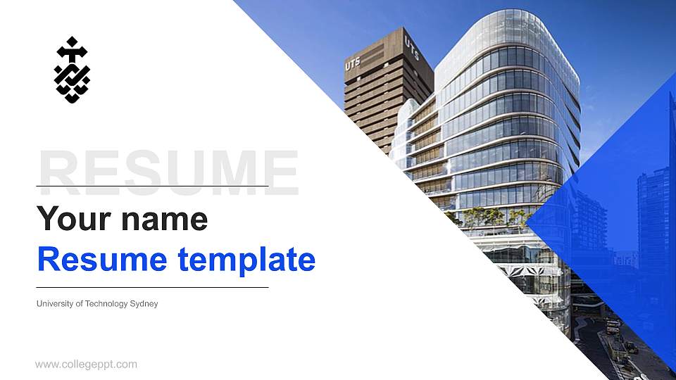 University of Technology Sydney Resume PPT Template16:9 ratio PPT effect preview image
