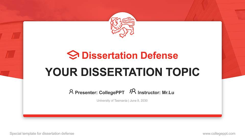 University of Tasmania Graduation Thesis Defense PPT Template16:9 ratio PPT effect preview image