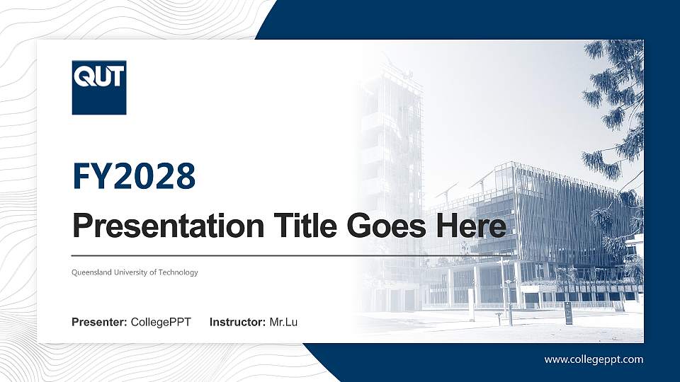 Queensland University of Technology Academic Presentation/Research Findings Report PPT Template16:9 ratio PPT effect preview image
