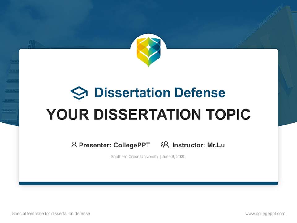 Southern Cross University Graduation Thesis Defense PPT Template4:3 ratio PPT effect preview image7