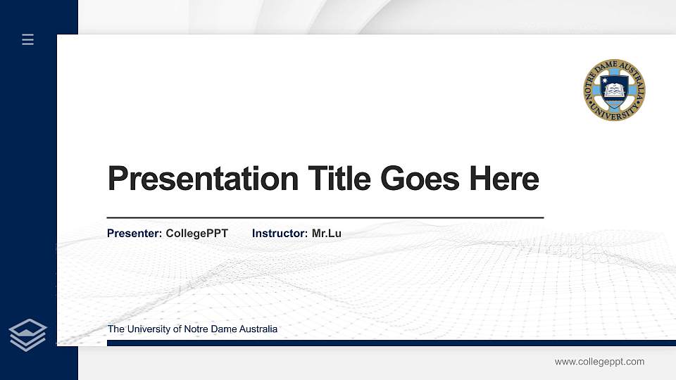 The University of Notre Dame Australia Thesis Proposal/Graduation Defense PPT Template16:9 ratio PPT effect preview image