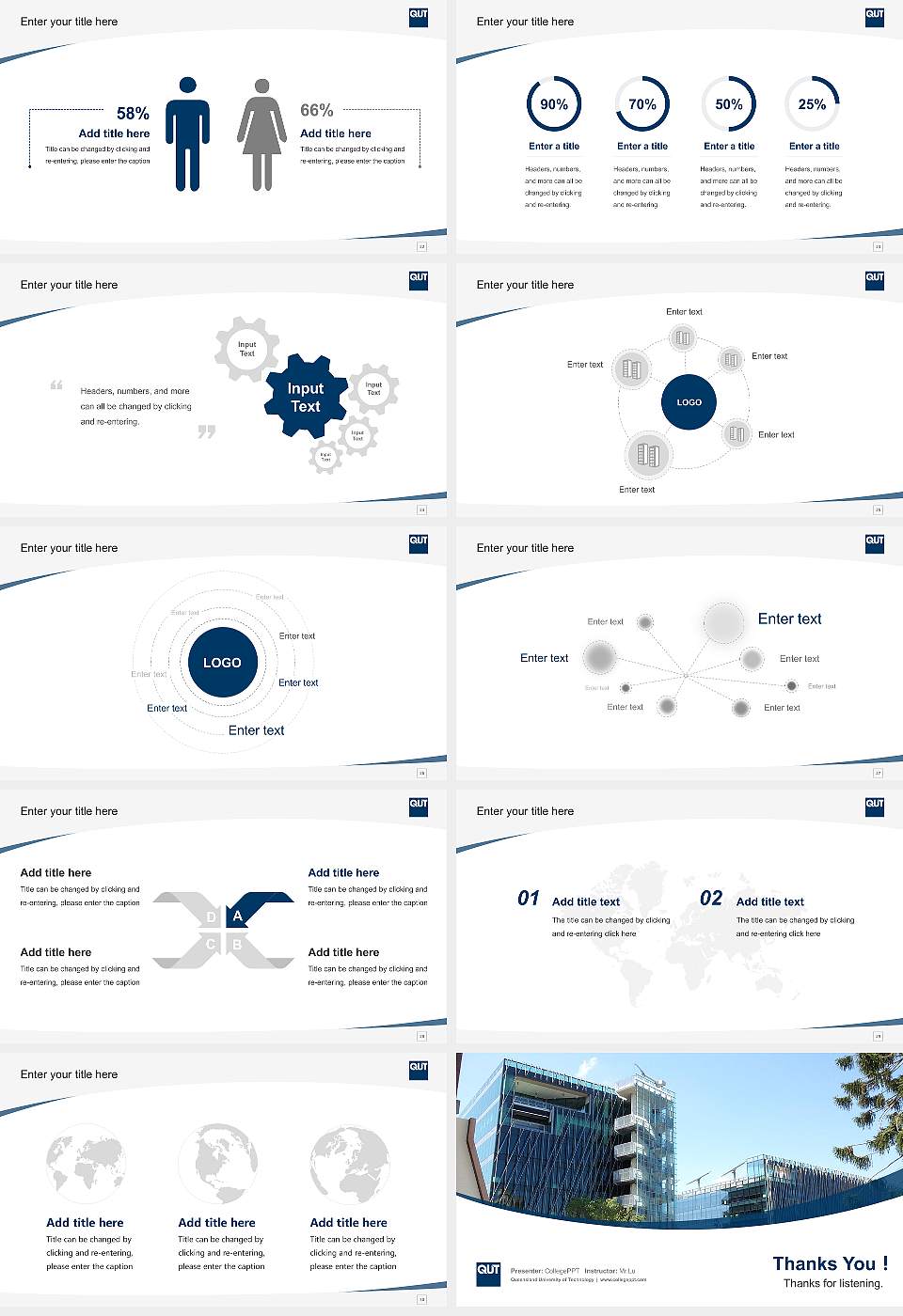 Queensland University of Technology Course/Courseware Creation PPT Template16:9 ratio PPT effect preview image4