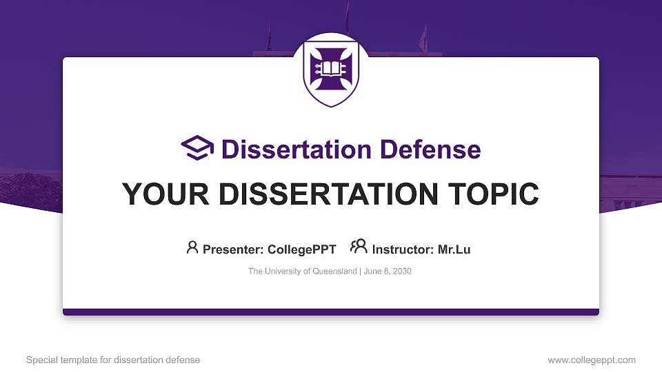 The University of Queensland Graduation Thesis Defense PPT Template16:9 ratio PPT effect preview image1