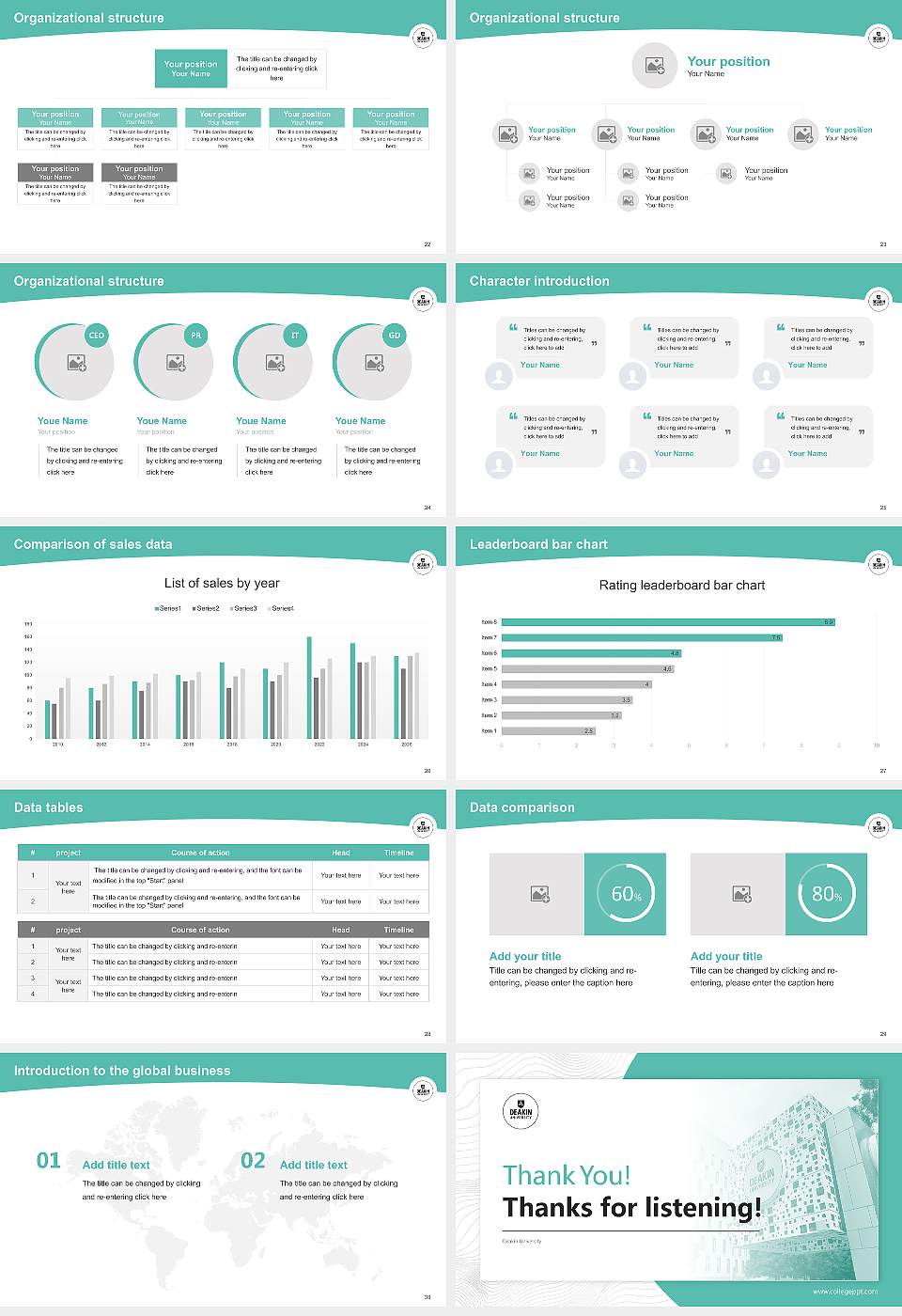Deakin University Academic Presentation/Research Findings Report PPT Template16:9 ratio PPT effect preview image4