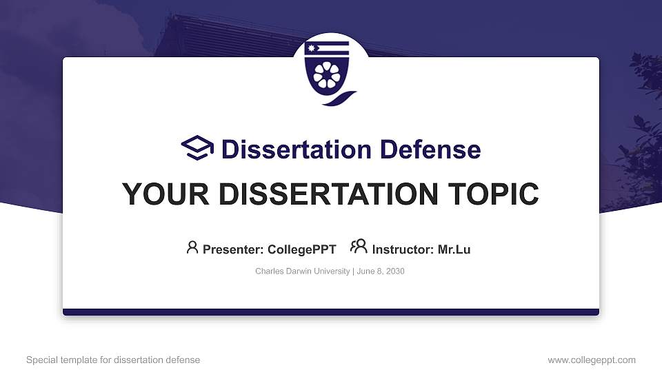 Charles Darwin University Graduation Thesis Defense PPT Template16:9 ratio PPT effect preview image