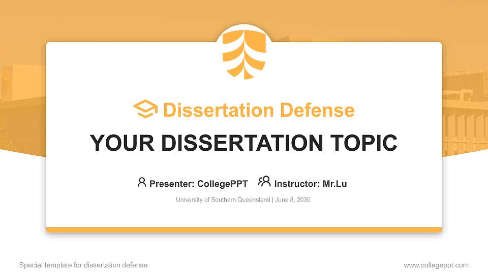 University of Southern Queensland Graduation Thesis Defense PPT Template16:9 ratio PPT effect preview image1