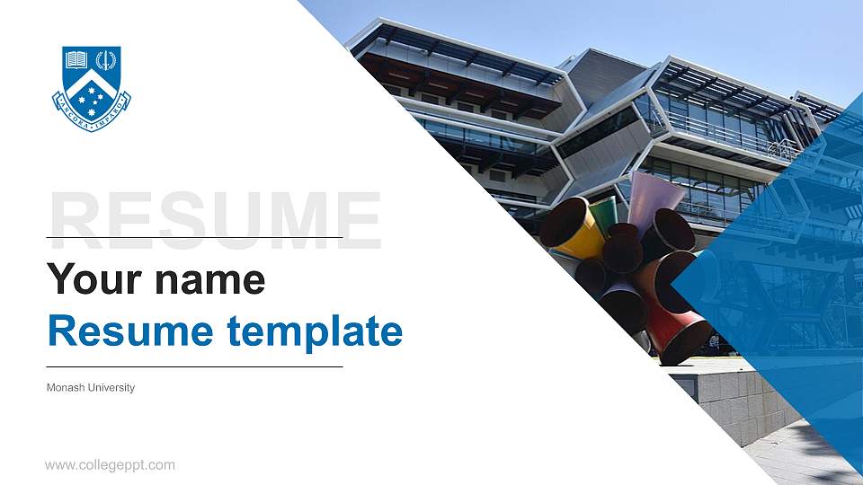 Monash University Resume PPT Template16:9 ratio PPT effect preview image1