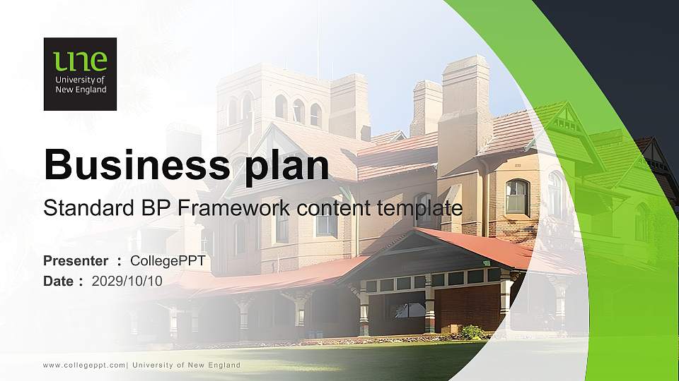 University of New England Competition/Entrepreneurship Contest PPT Template16:9 ratio PPT effect preview image