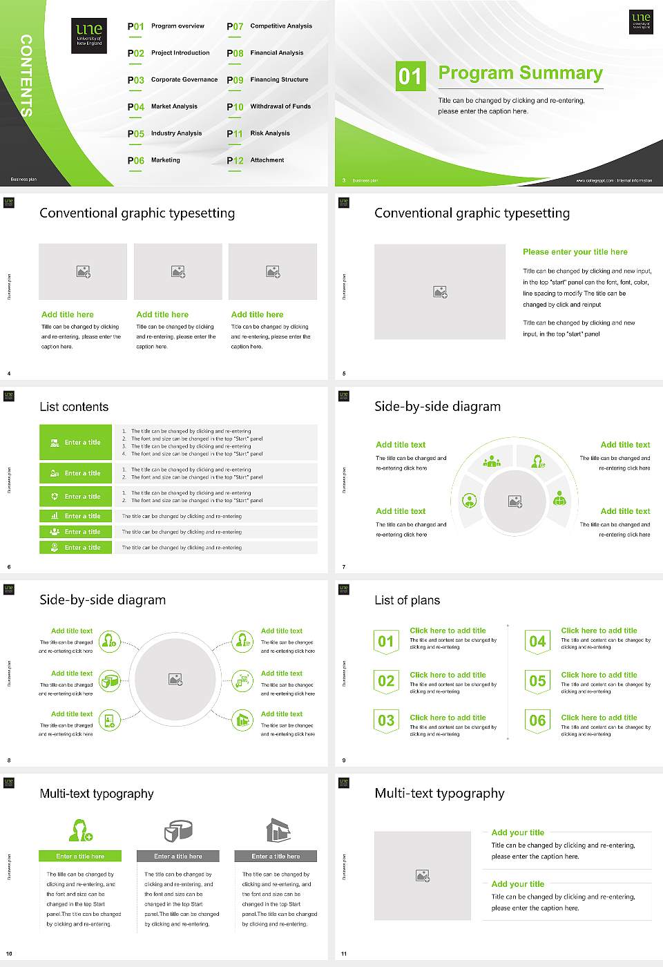 University of New England Competition/Entrepreneurship Contest PPT Template16:9 ratio PPT effect preview image2