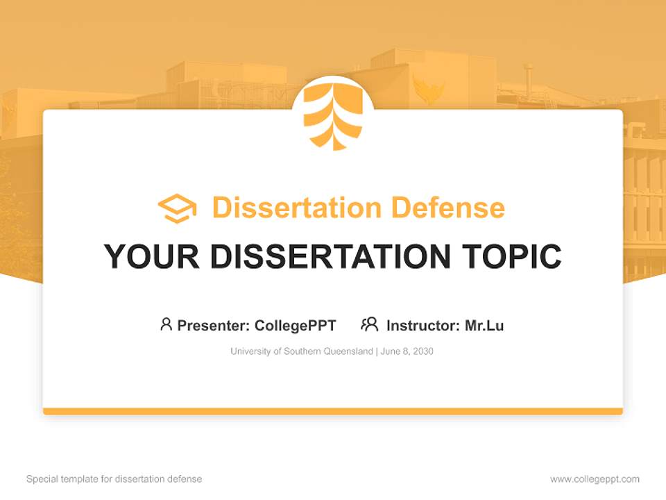 University of Southern Queensland Graduation Thesis Defense PPT Template4:3 ratio PPT effect preview image7