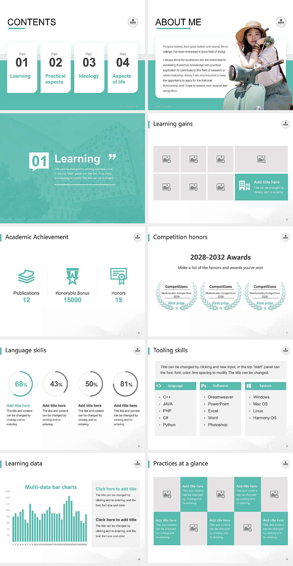 Deakin University National Scholarship Defense PPT Template4:3 ratio PPT effect preview image2