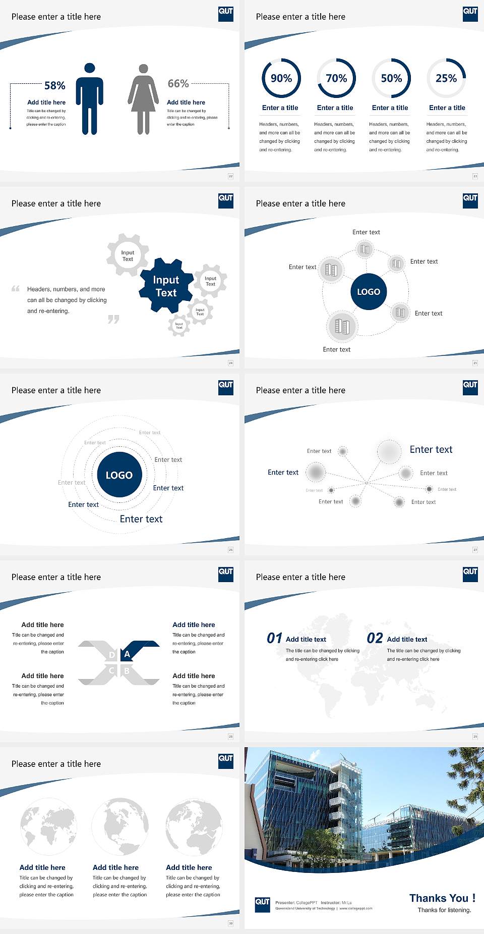 Queensland University of Technology Course/Courseware Creation PPT Template4:3 ratio PPT effect preview image4