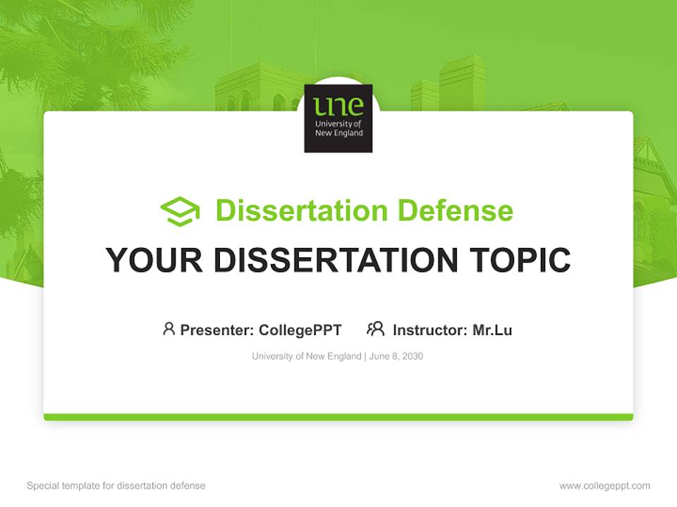 University of New England Graduation Thesis Defense PPT Template4:3 ratio PPT effect preview image7