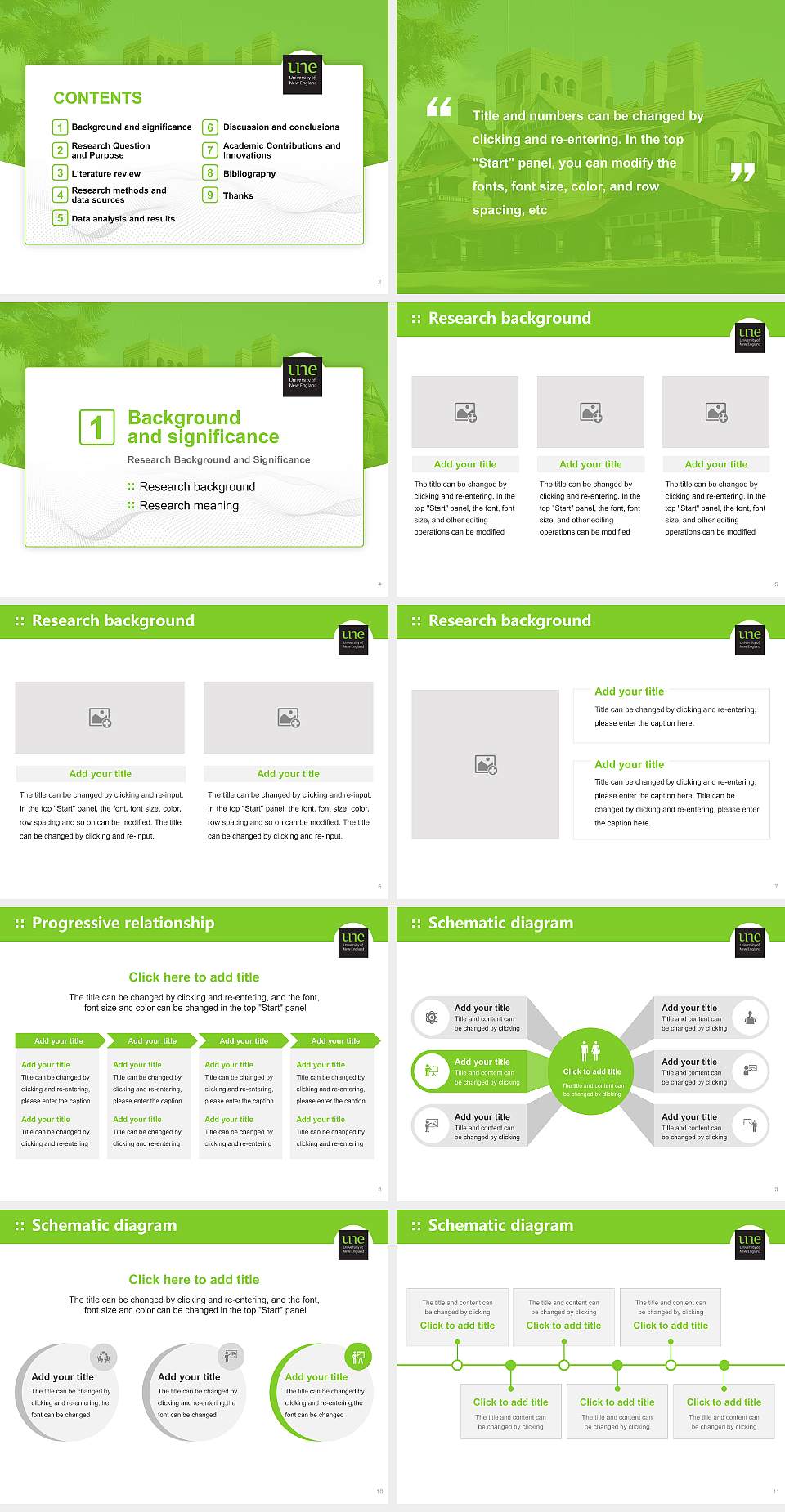 University of New England Graduation Thesis Defense PPT Template4:3 ratio PPT effect preview image2