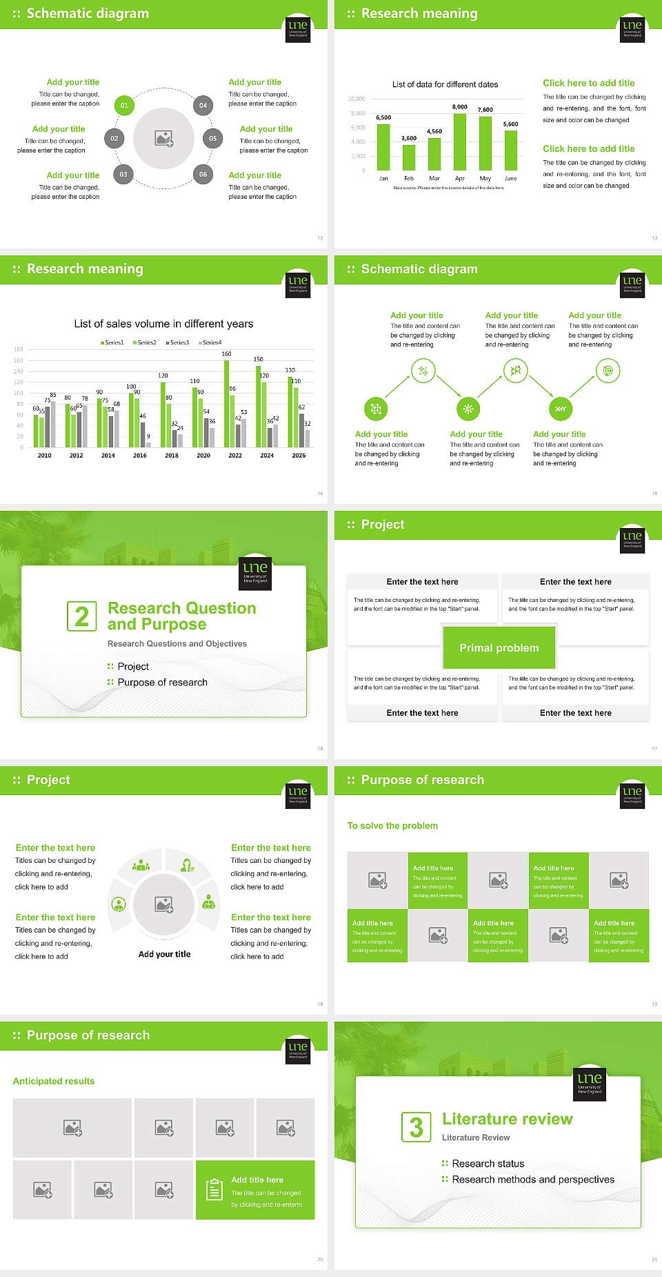 University of New England Graduation Thesis Defense PPT Template4:3 ratio PPT effect preview image3