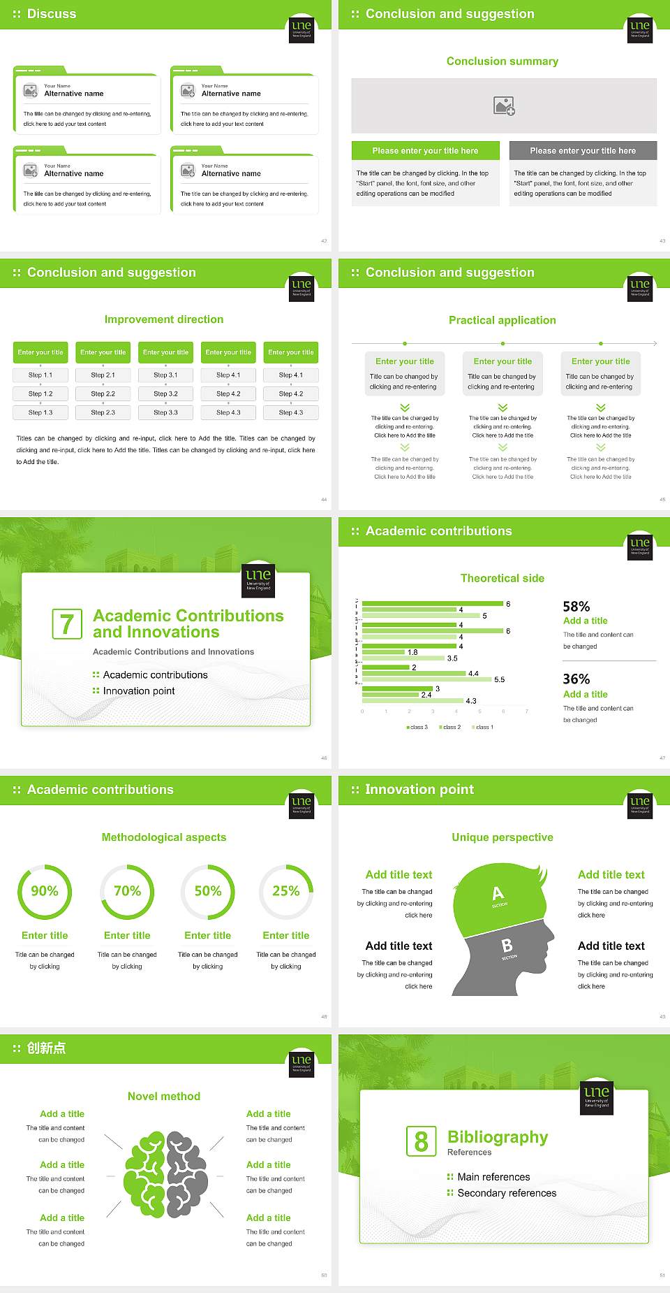 University of New England Graduation Thesis Defense PPT Template4:3 ratio PPT effect preview image6