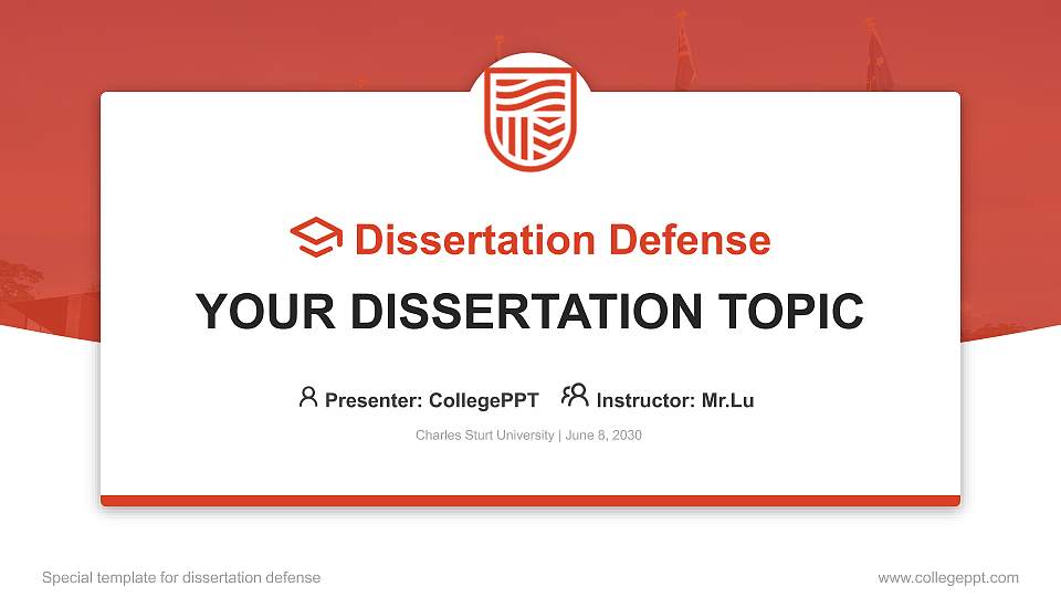 Charles Sturt University Graduation Thesis Defense PPT Template16:9 ratio PPT effect preview image