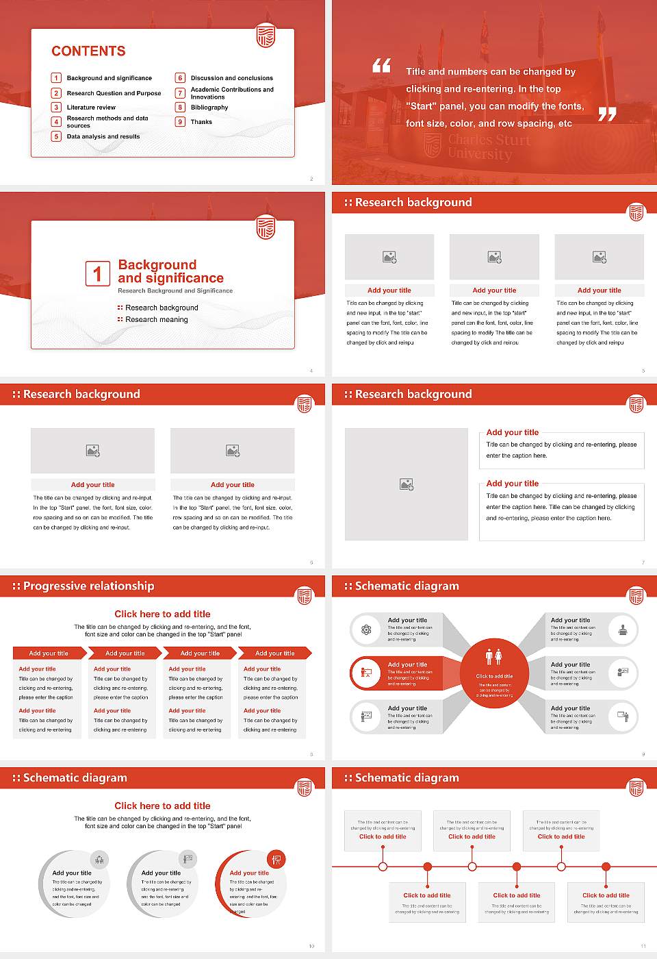 Charles Sturt University Graduation Thesis Defense PPT Template16:9 ratio PPT effect preview image2